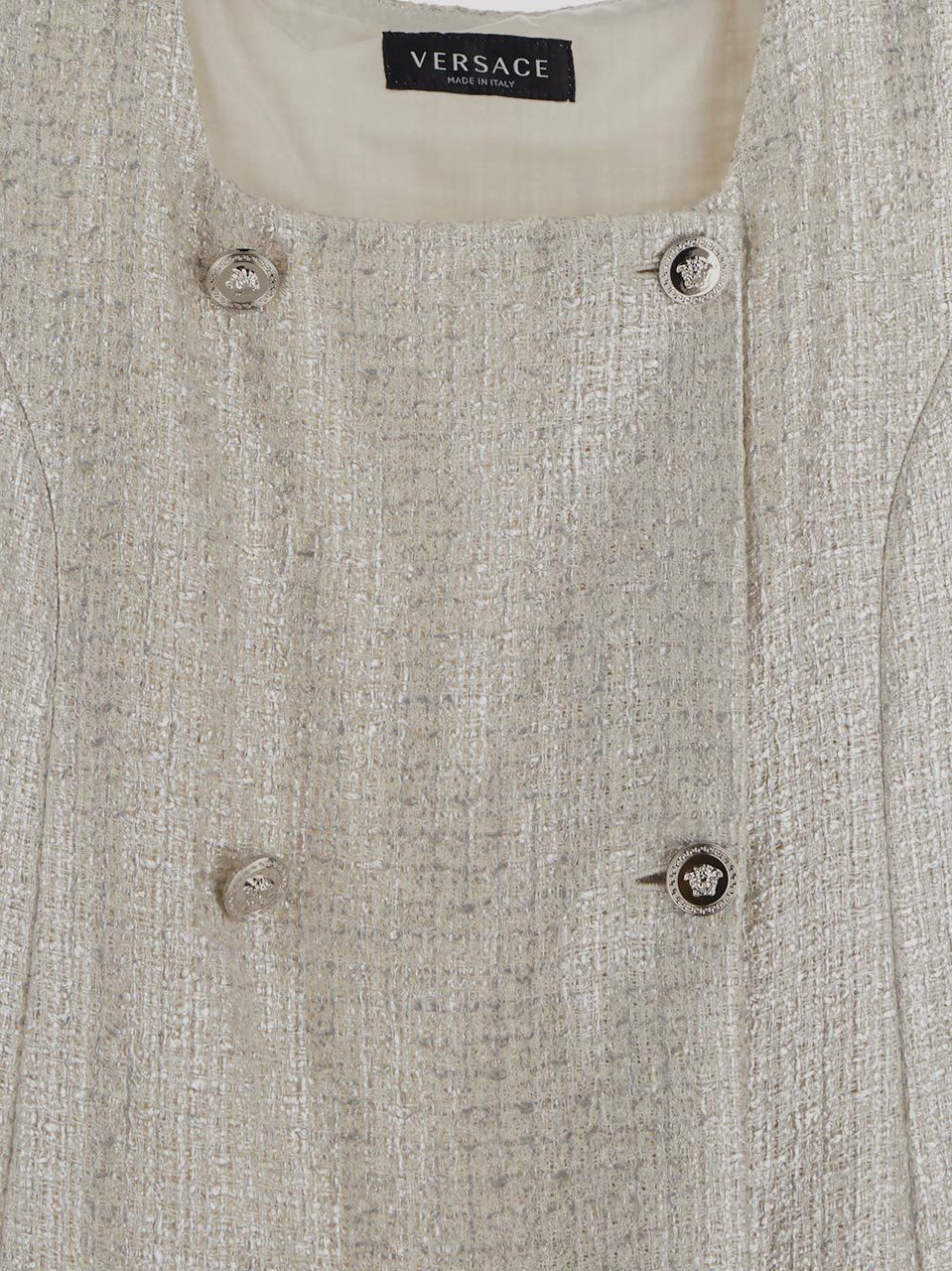 Versace Laminated Tweed Mini Skirt Wit