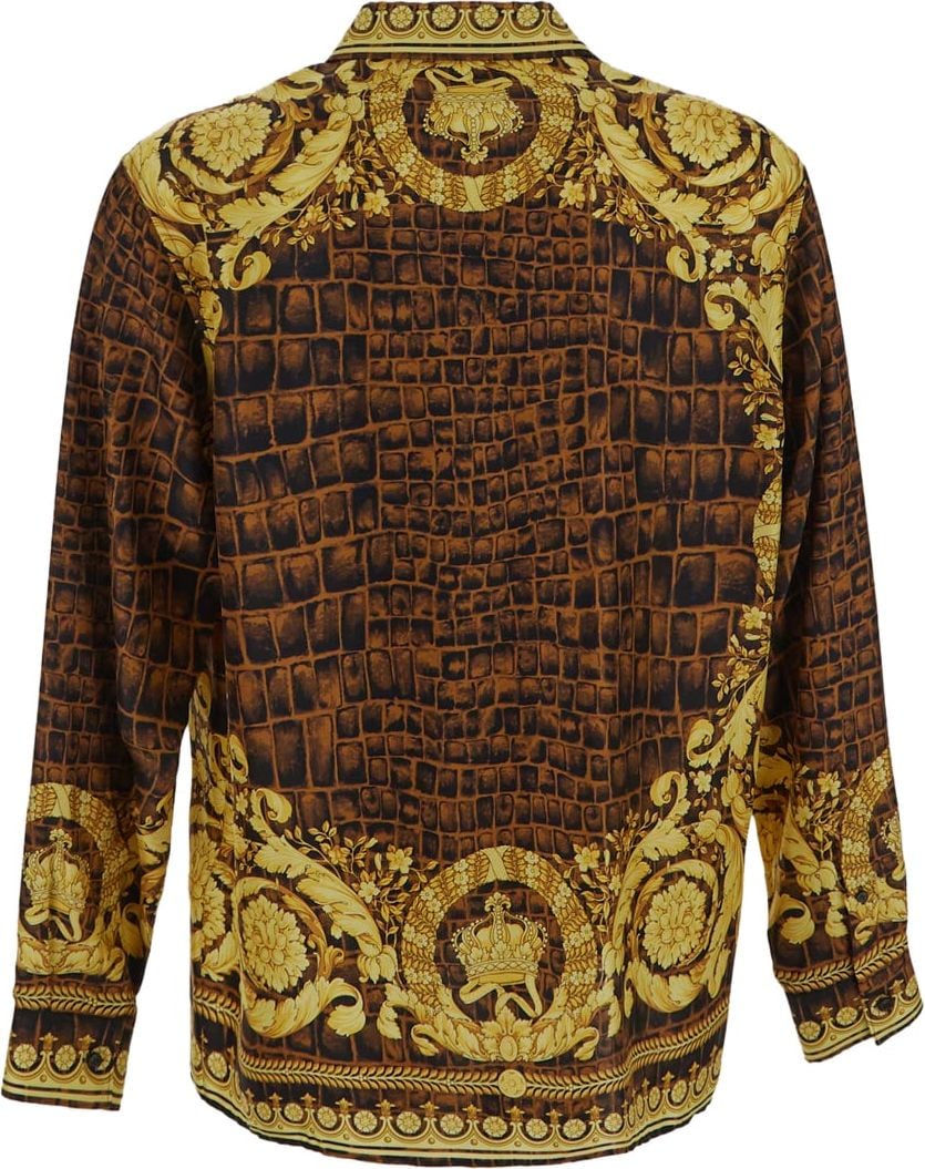 Versace Baroccodile Silk Shirt Bruin