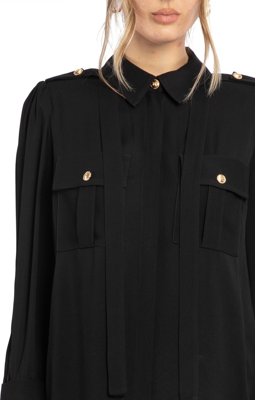 Elisabetta Franchi Black Shirt With Bow Black Zwart