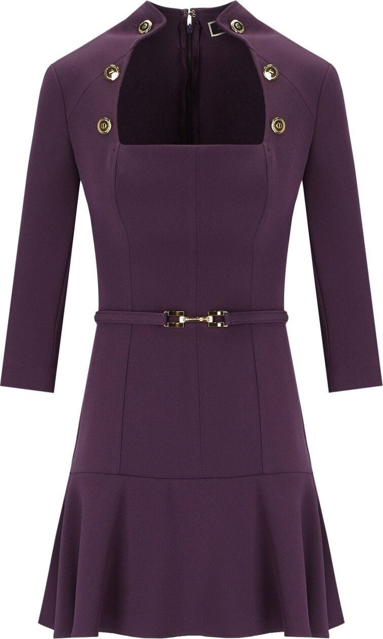 Elisabetta Franchi Purple Dress With Buttons Purple Paars