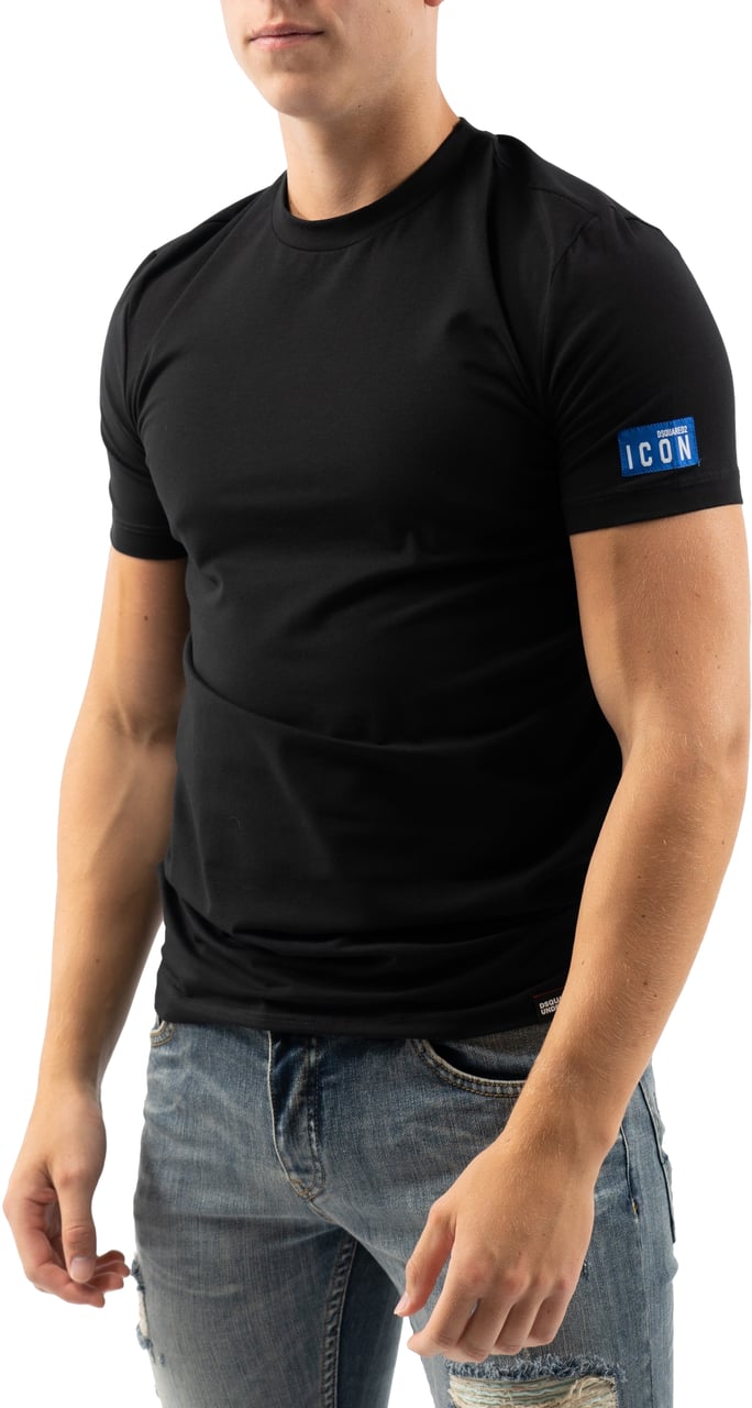Dsquared2 Icon T-Shirt Heren Zwart/Blauw/Wit Zwart