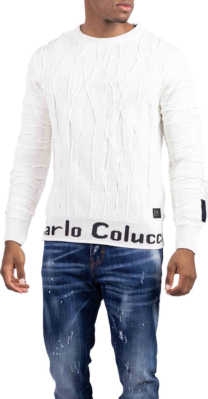 Carlo Colucci C11706 59 Sweater Heren Wit Wit