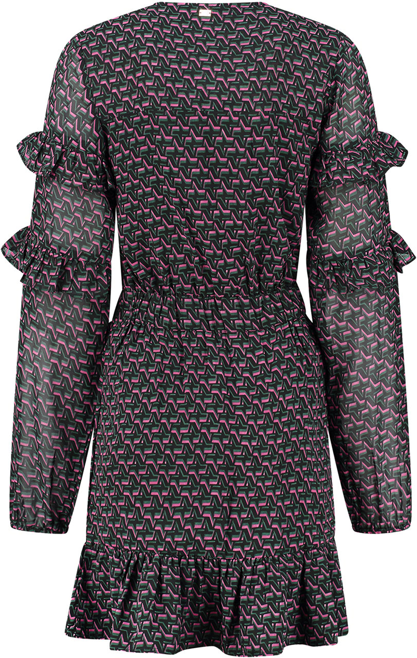 Nikkie vanna dress black raspberry rose Zwart