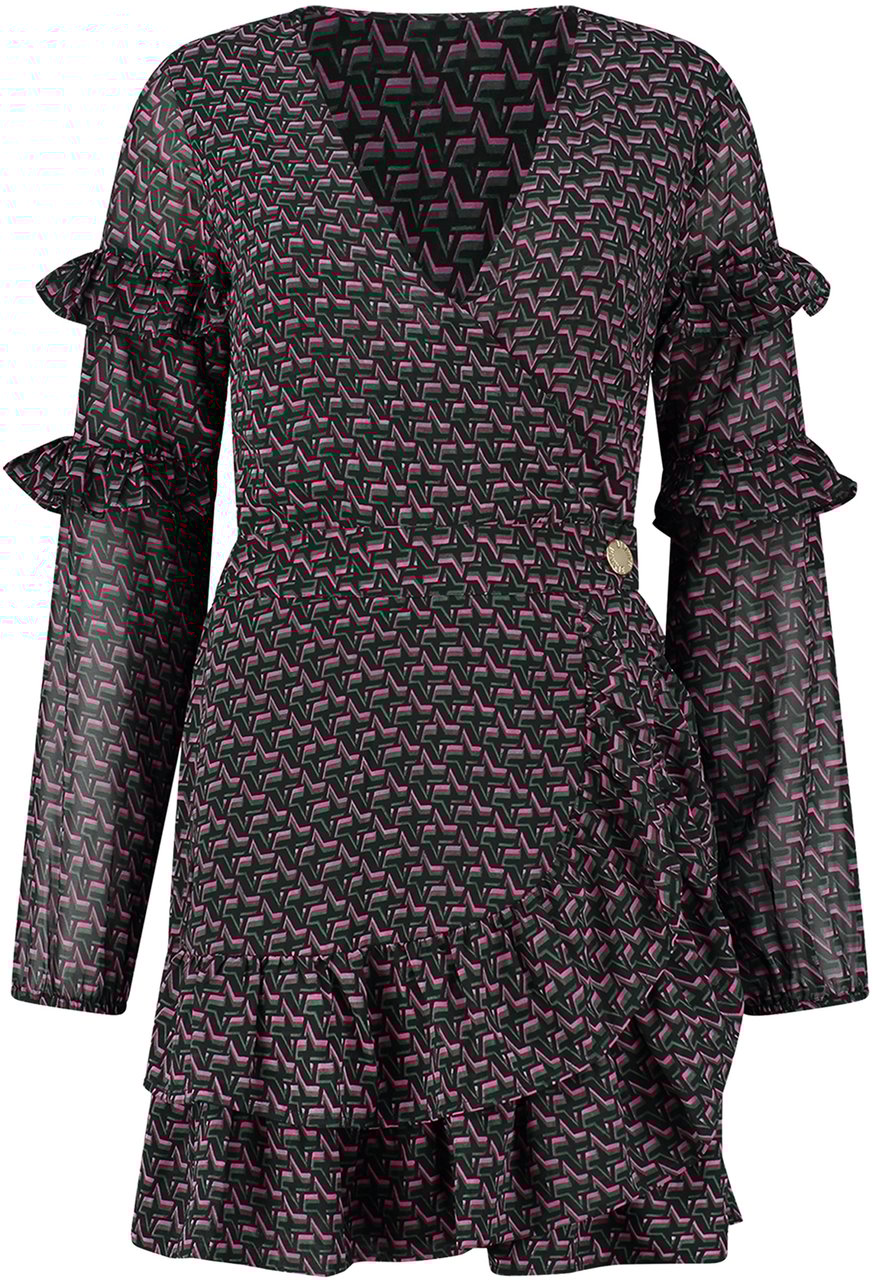 Nikkie vanna dress black raspberry rose Zwart