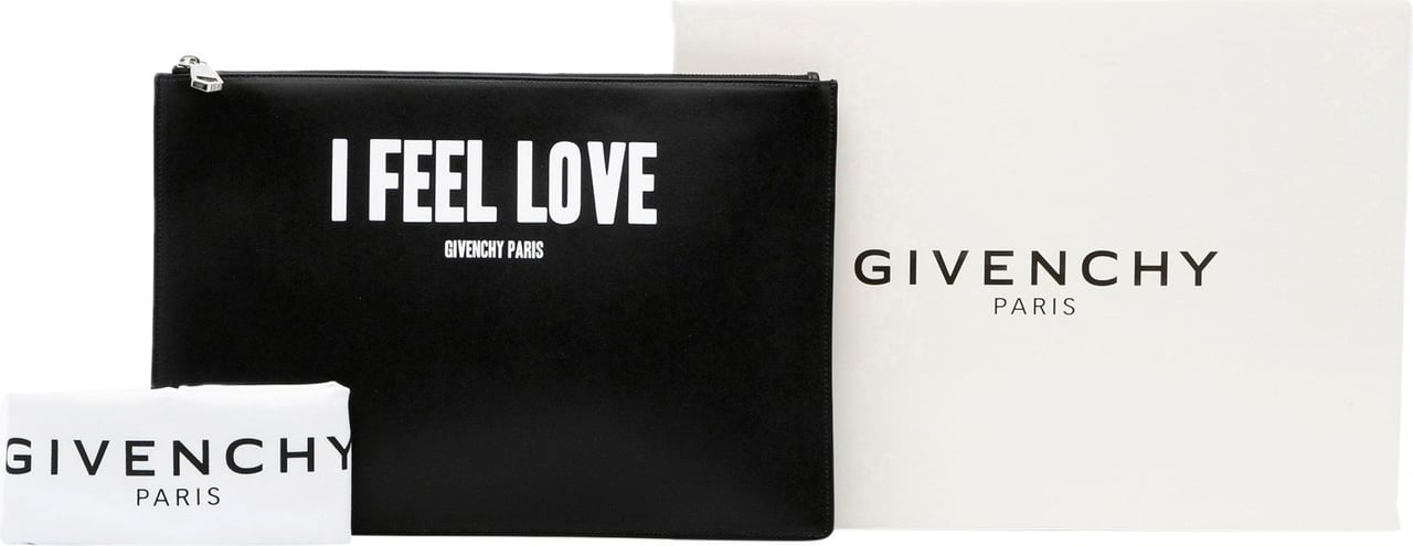 Givenchy I Feel Love Leather Clutch Zwart