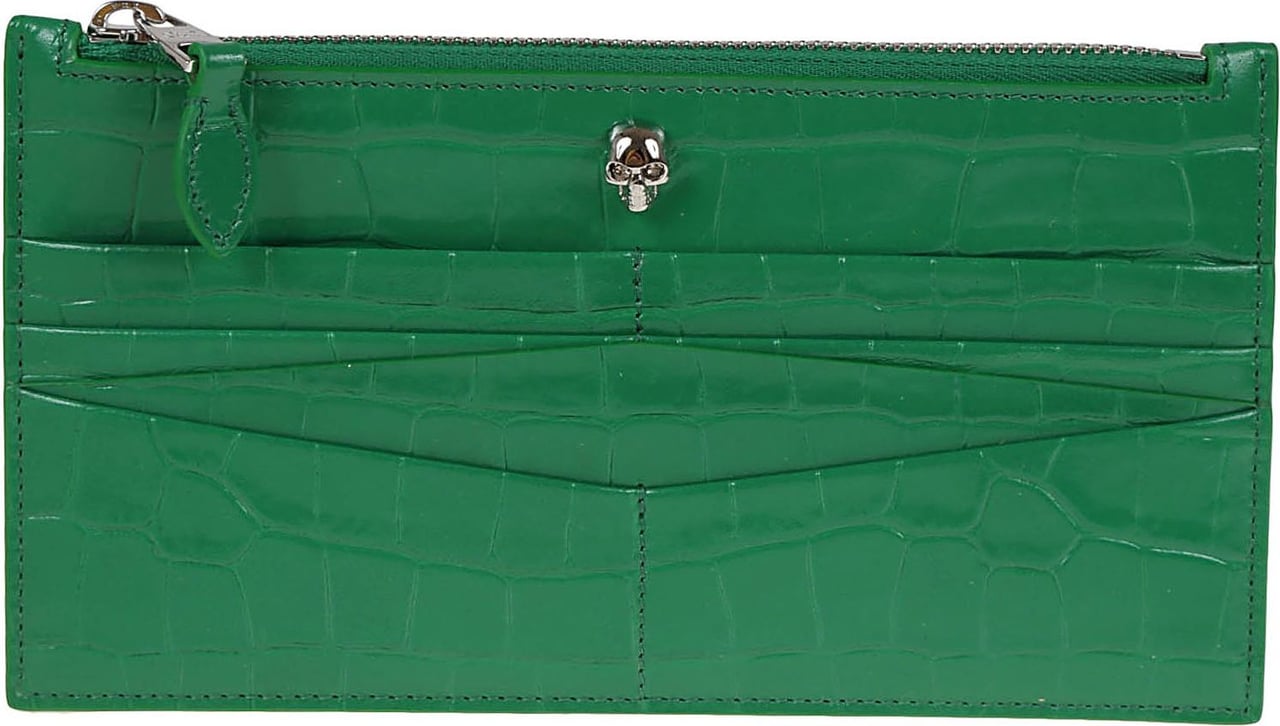 Alexander McQueen flat zip wallet wcc Groen