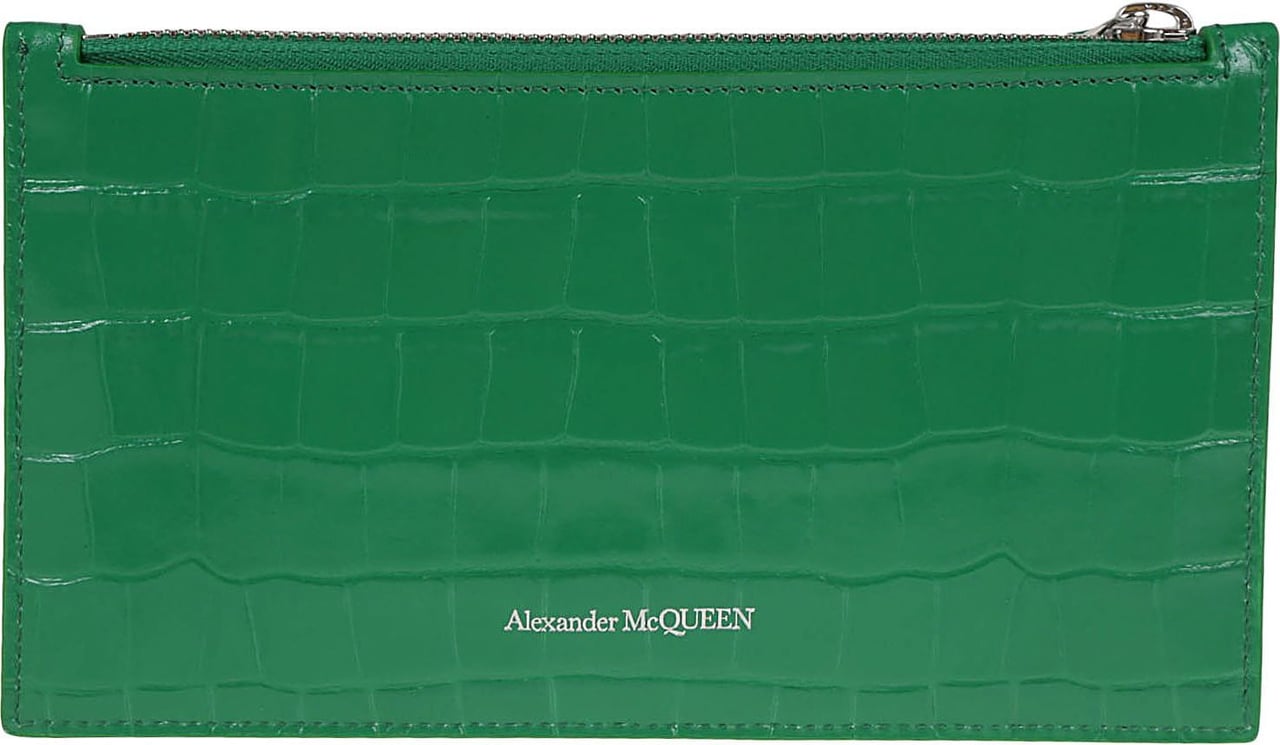 Alexander McQueen flat zip wallet wcc Groen