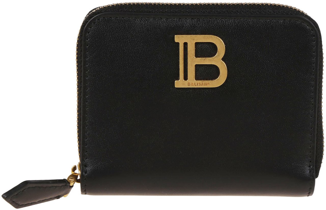 Balmain bbuzz zipped walletcalfskin Zwart