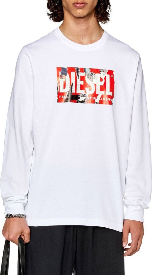 Diesel T-just-ls-l6 White Long Sleeved T-shirt White Wit