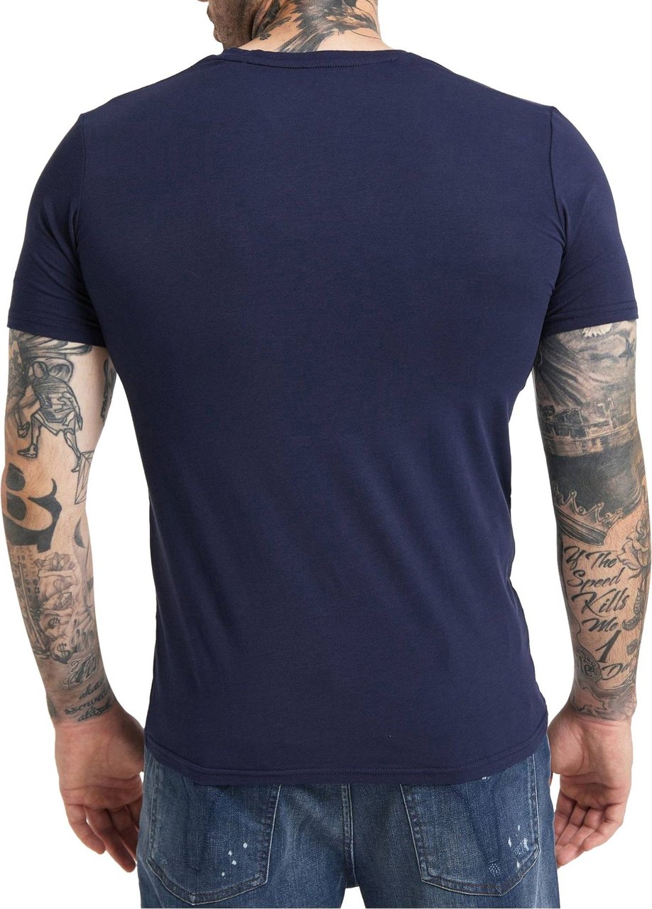 Carlo Colucci Basic T-Shirt Round Neck Heren Donkerblauw Blauw
