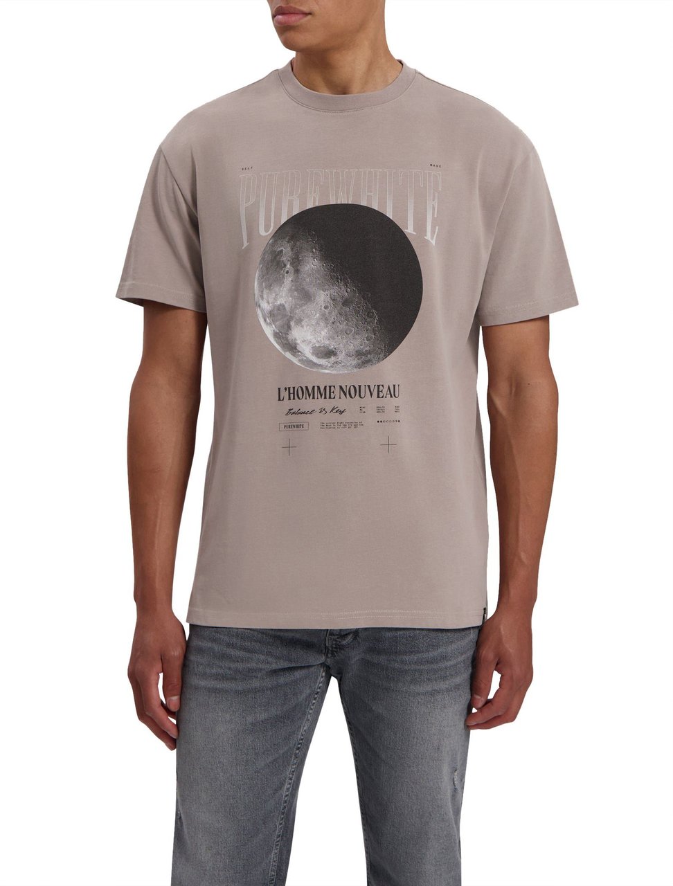 Purewhite Purewhite L'Homme Nouveau Moon T-shirt Taupe Beige