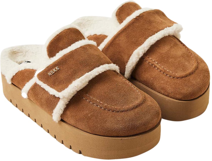 Nubikk Teddy Chunky Fur | Cognac Slipper for Women Bruin