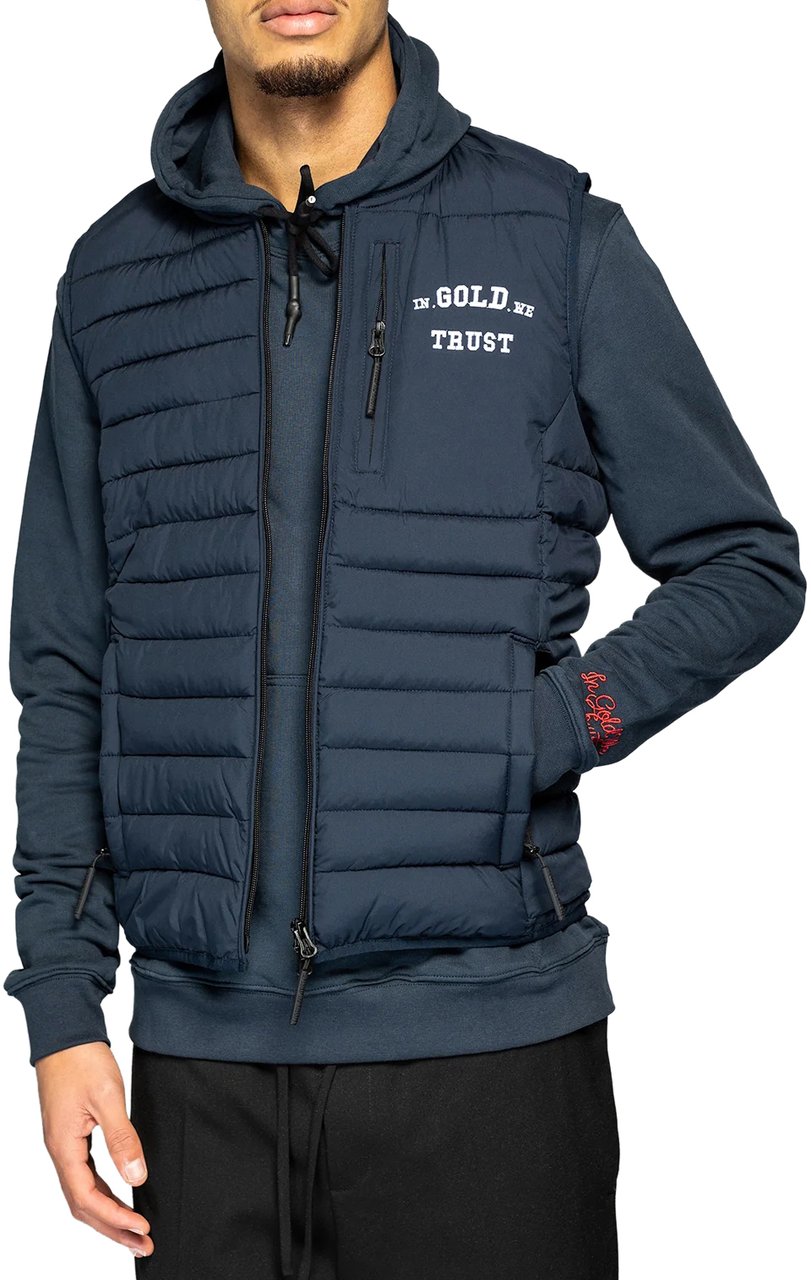 In Gold We Trust Heren The Glory Bodywarmer Blauw