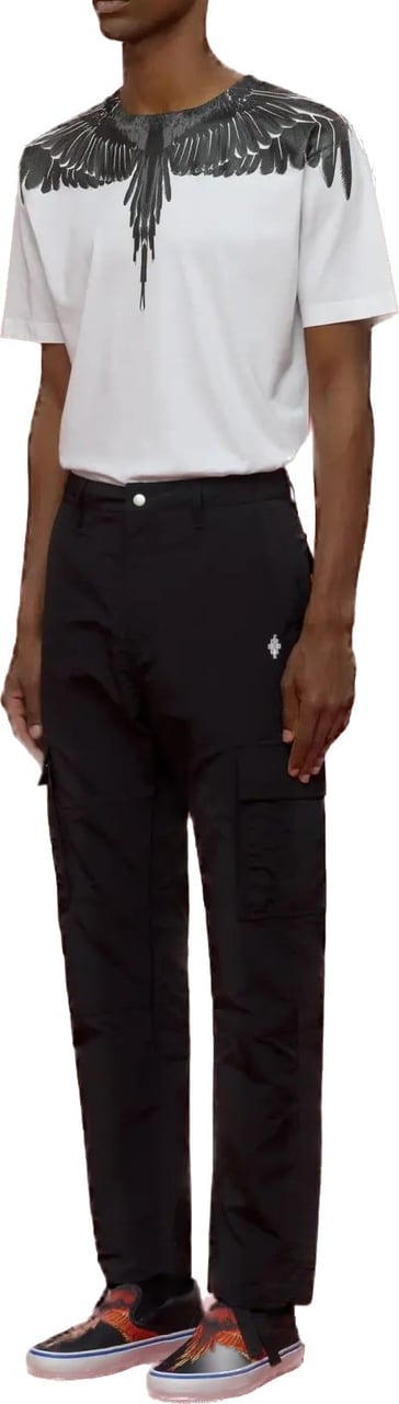 Marcelo Burlon Cross Nylon Cargo Pants Black White Zwart
