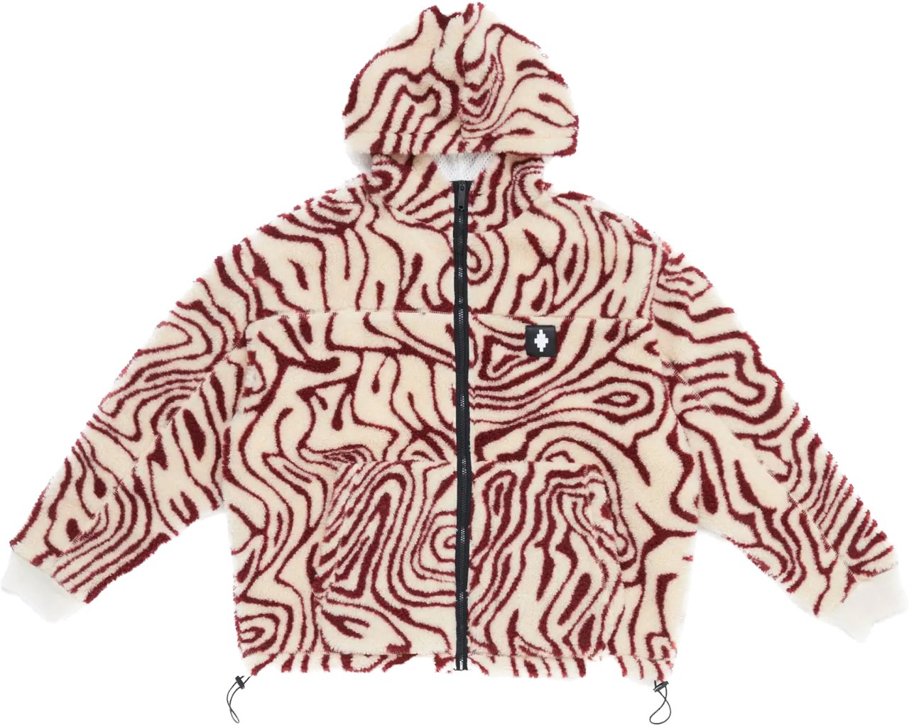Marcelo Burlon Fluid Pile Over Jacket Ecru Burgund Beige