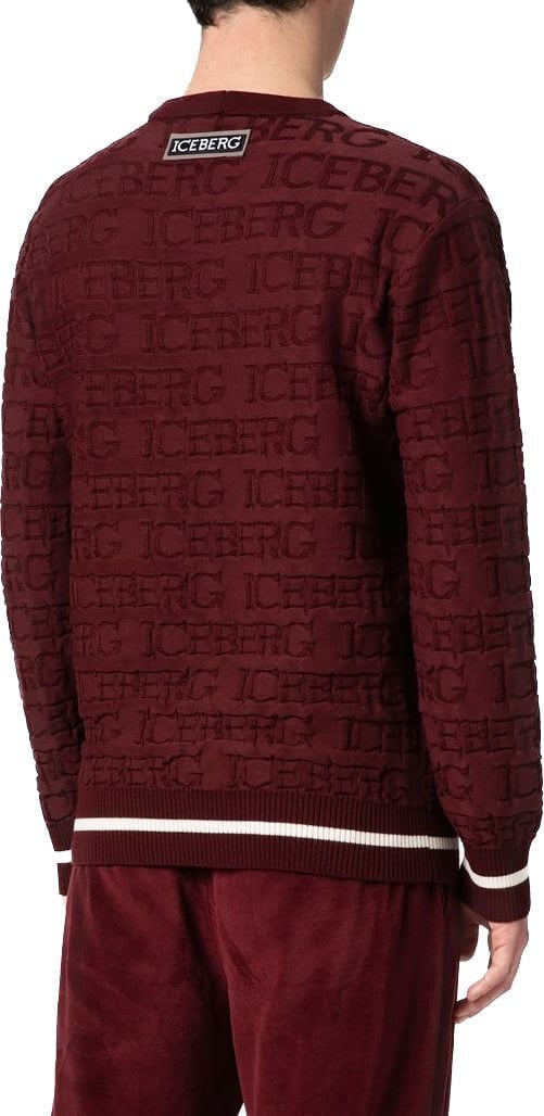 Iceberg Knitwear All Over Name Stripe Red Rood