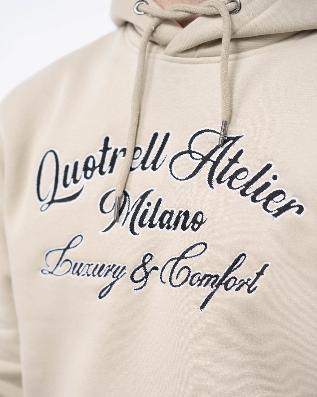 Quotrell Atelier Milano Chain Hoodie | Dark Beige/white Beige