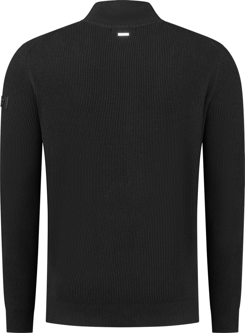 Purewhite Purewhite Ribbed Knit Zip Cardigan Zwart Zwart