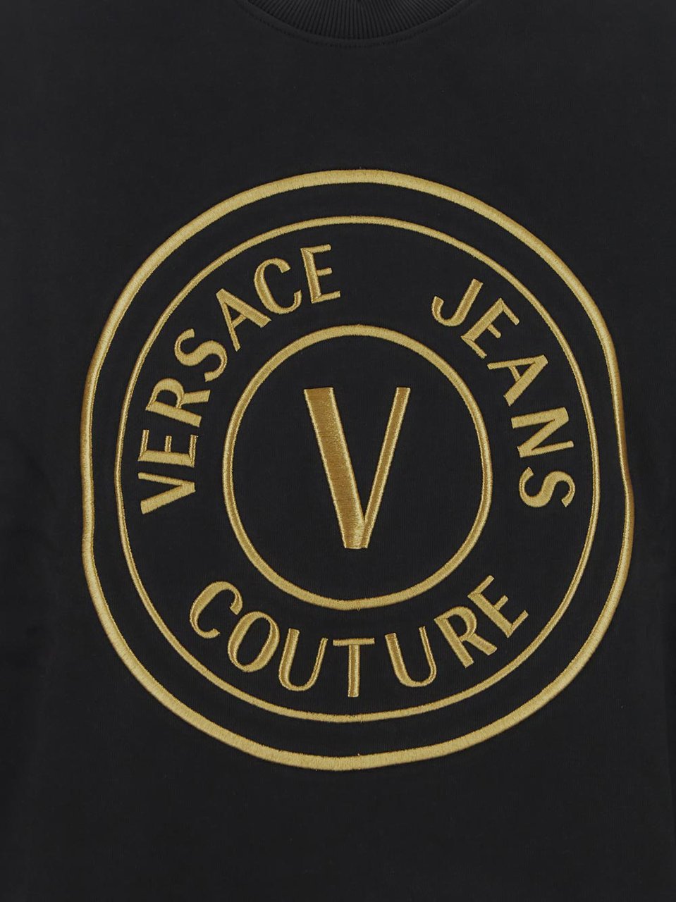 Versace Jeans Couture: Black V-Emblem Sweater