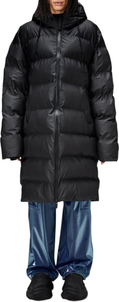 Rains Alta long puffer jas dames/heren Zwart Zwart