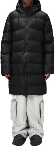 Rains Alta long puffer jas dames/heren Zwart Zwart