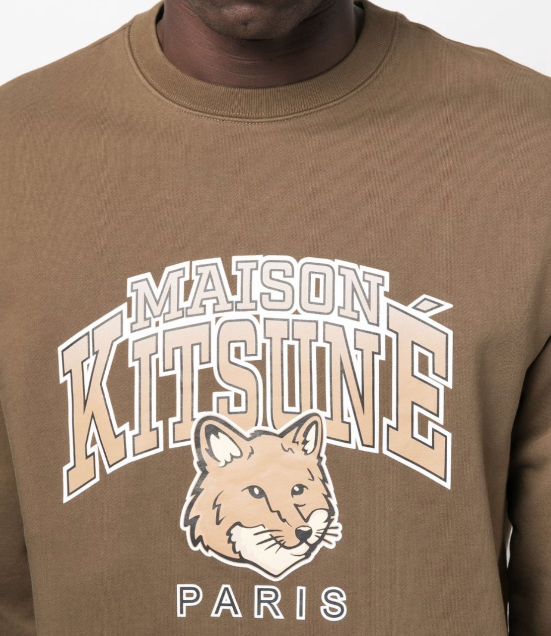 Maison Kitsuné Campus Fox Regular Sweatshirt Khaki Bruin