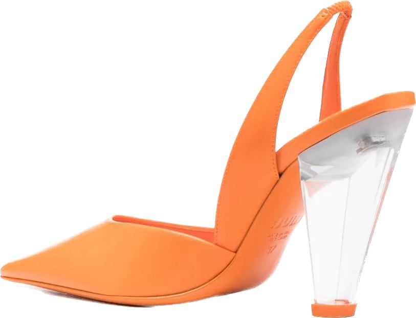 3JUIN pointed-toe leather pumps Oranje