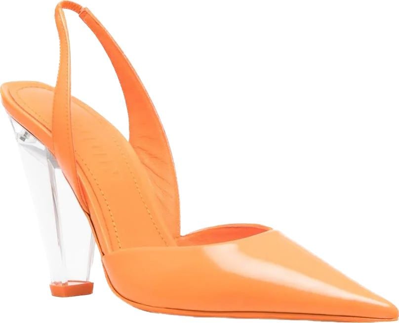 3JUIN pointed-toe leather pumps Oranje