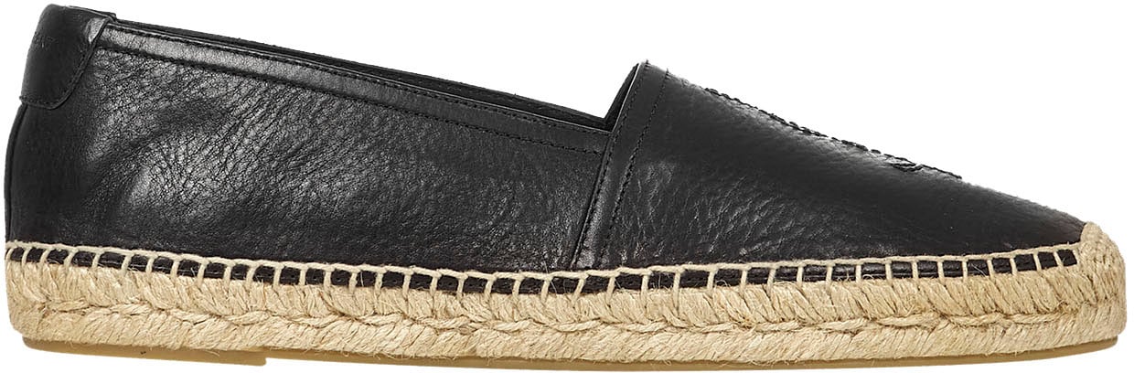 Saint Laurent Espadrillas in pelle a grana Zwart