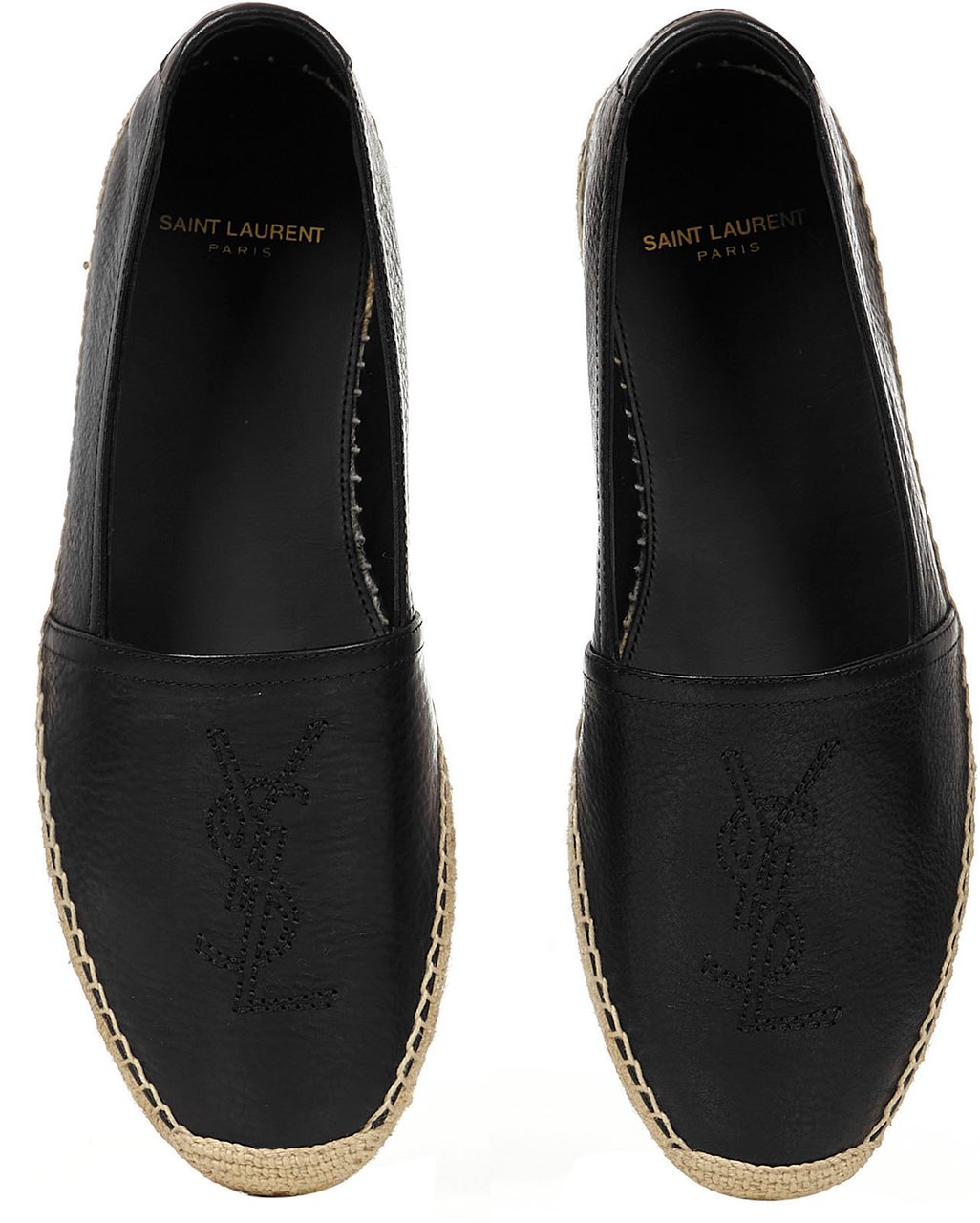 Saint Laurent Espadrillas in pelle a grana Zwart