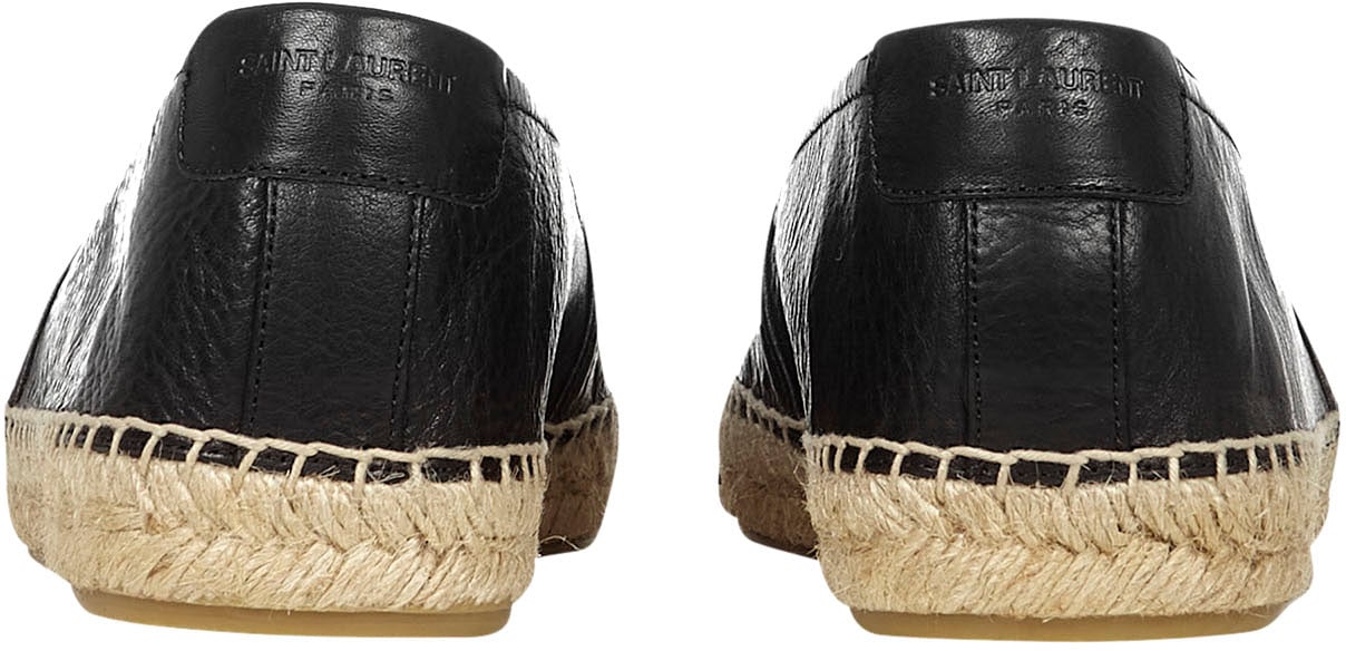 Saint Laurent Espadrillas in pelle a grana Zwart