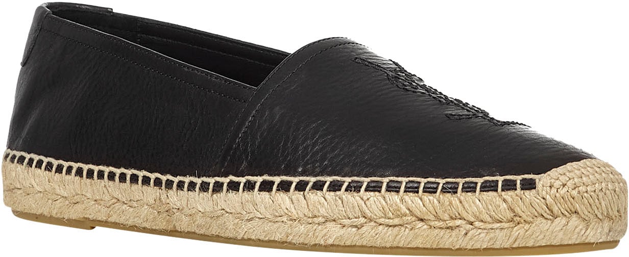 Saint Laurent Espadrillas in pelle a grana Zwart