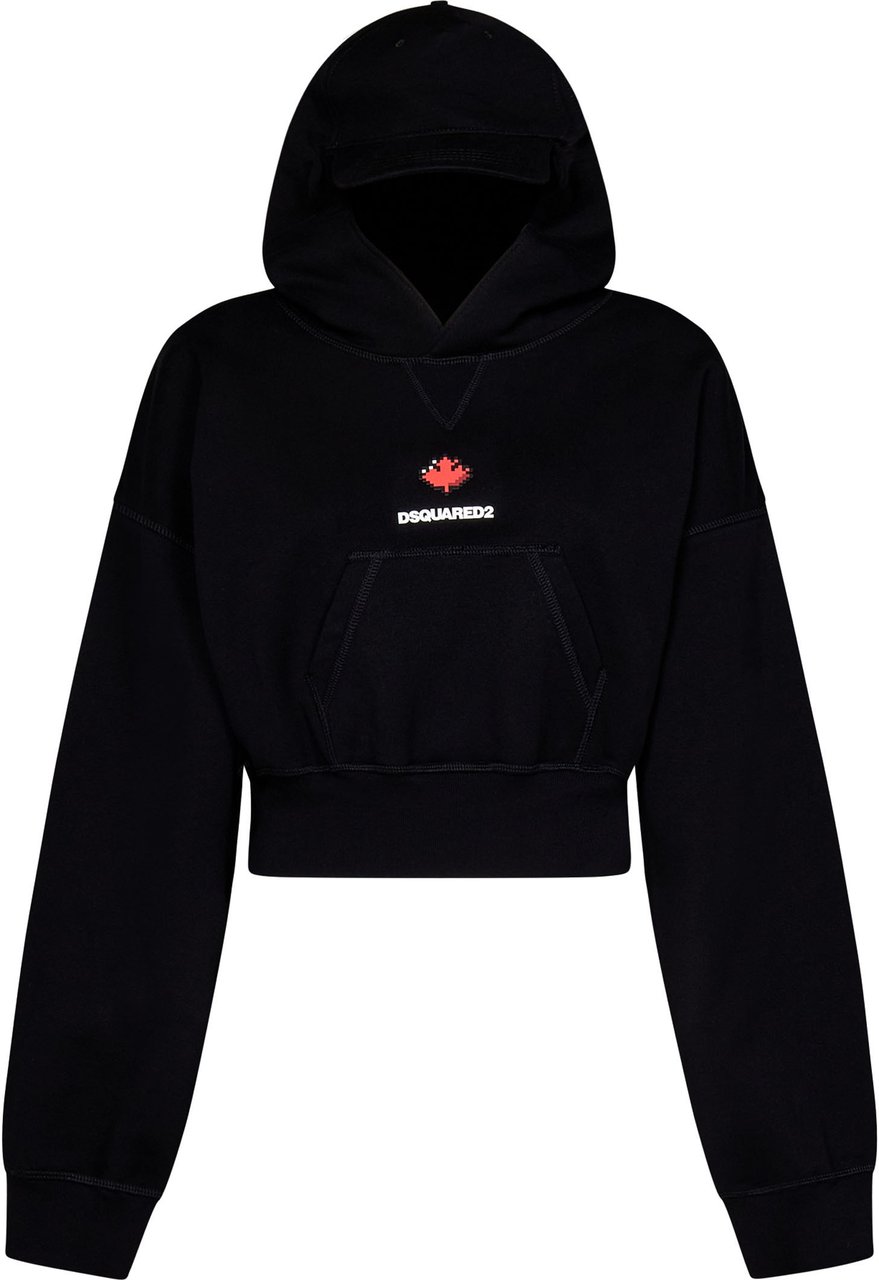 Dsquared2 Cropped Fit Hoodie Zwart