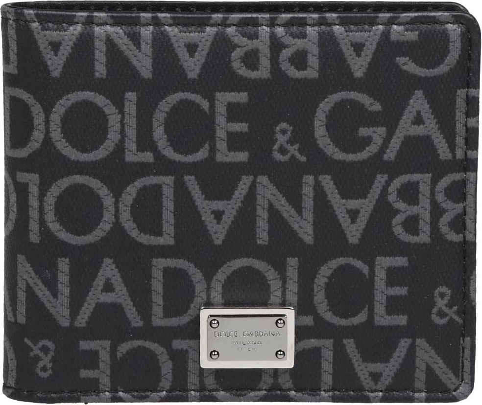 Dolce & Gabbana Coated Jacquard Bifold Wallet Zwart