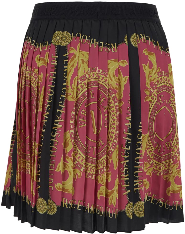 Versace Jeans Couture Foulard Print Pleated Skirt Roze