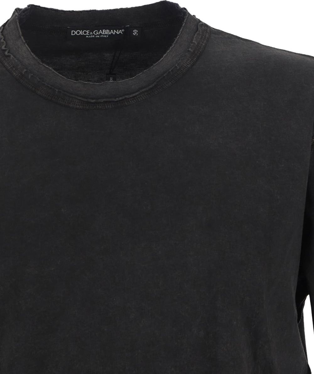 Dolce & Gabbana Raw Hems Long Sleeved T-Shirt Zwart