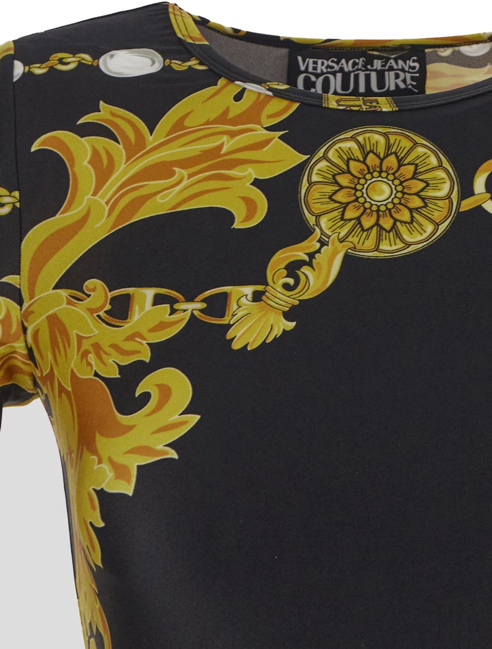 Versace Jeans Couture Chain Couture Print Cropped Top Zwart