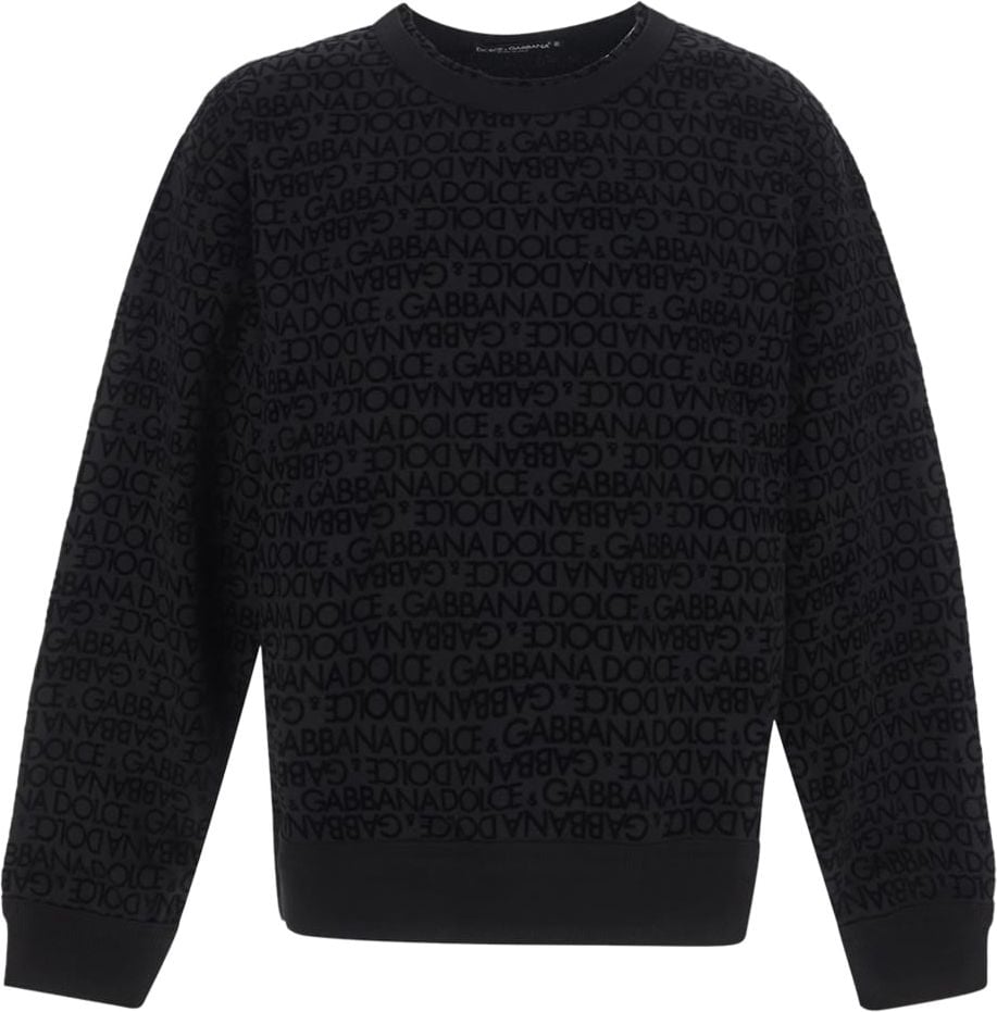 Dolce & Gabbana Flocked Logo Jacquard Sweatshirt Zwart