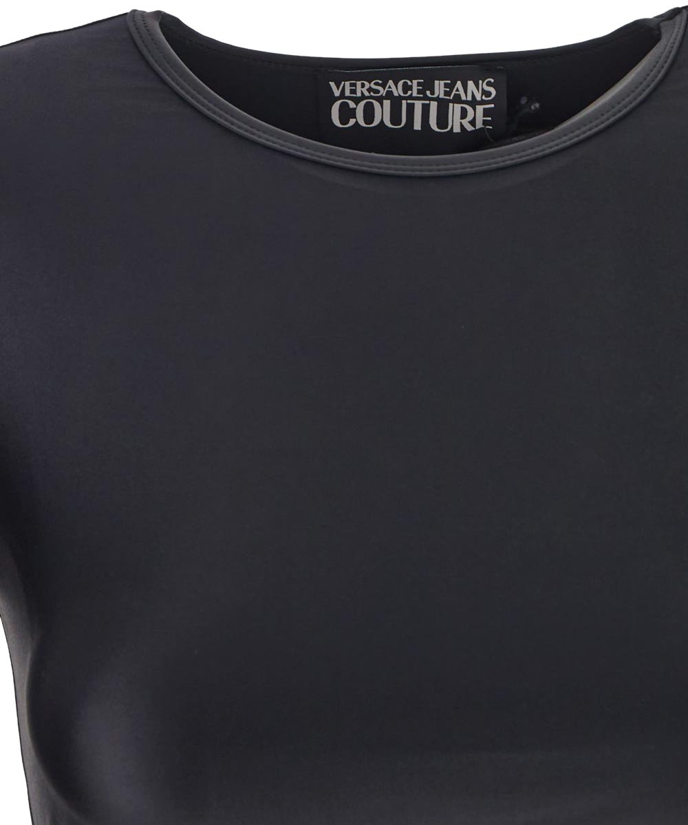 Versace Jeans Couture Chain Couture Print Cropped Top Zwart
