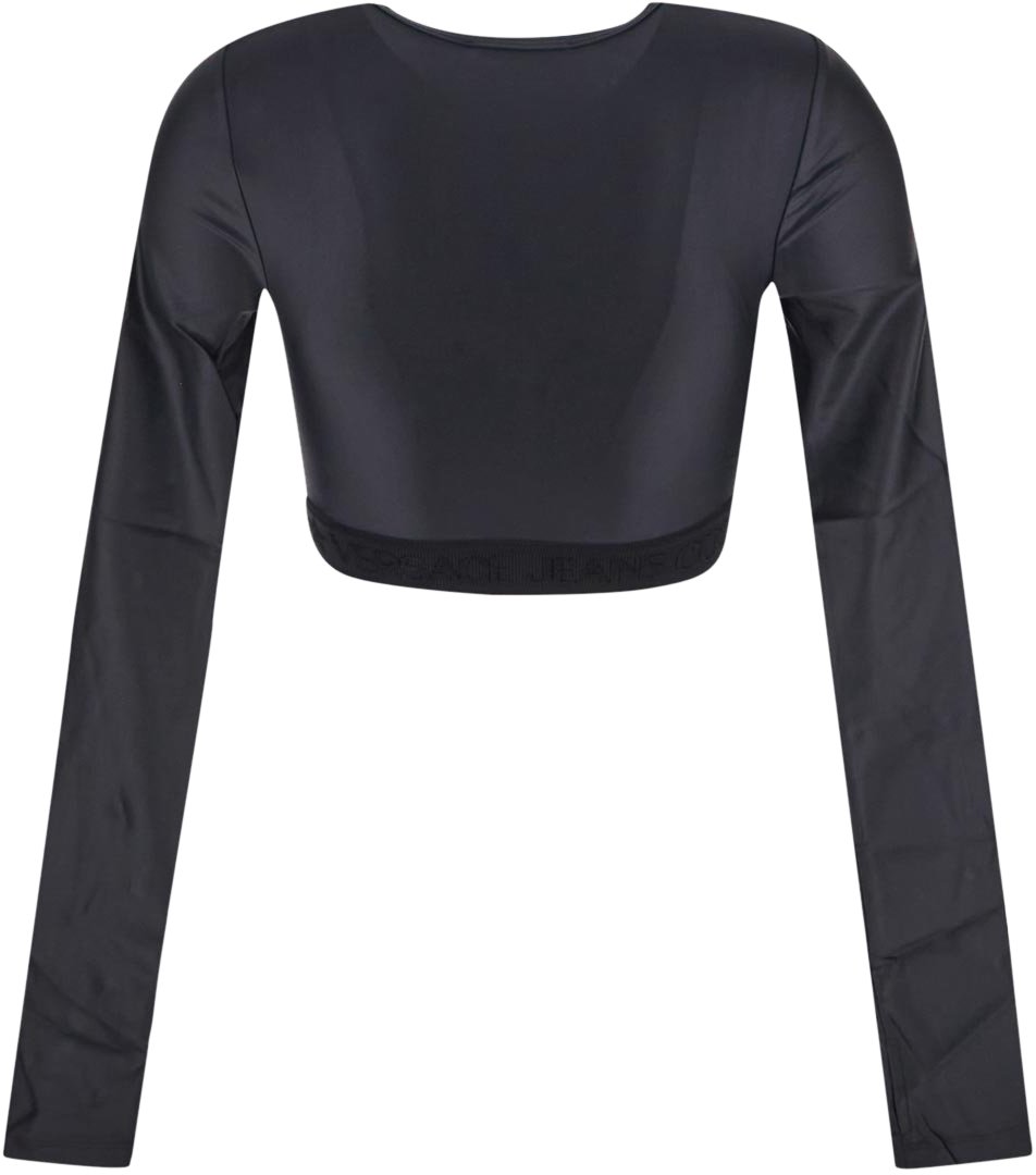 Versace Jeans Couture Chain Couture Print Cropped Top Zwart