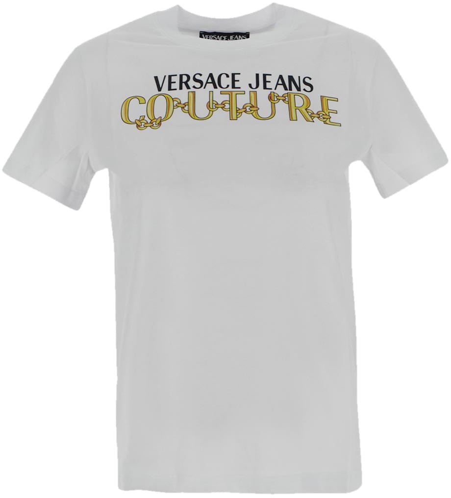 Versace Jeans Couture Chain Logo Print T-Shirt Wit