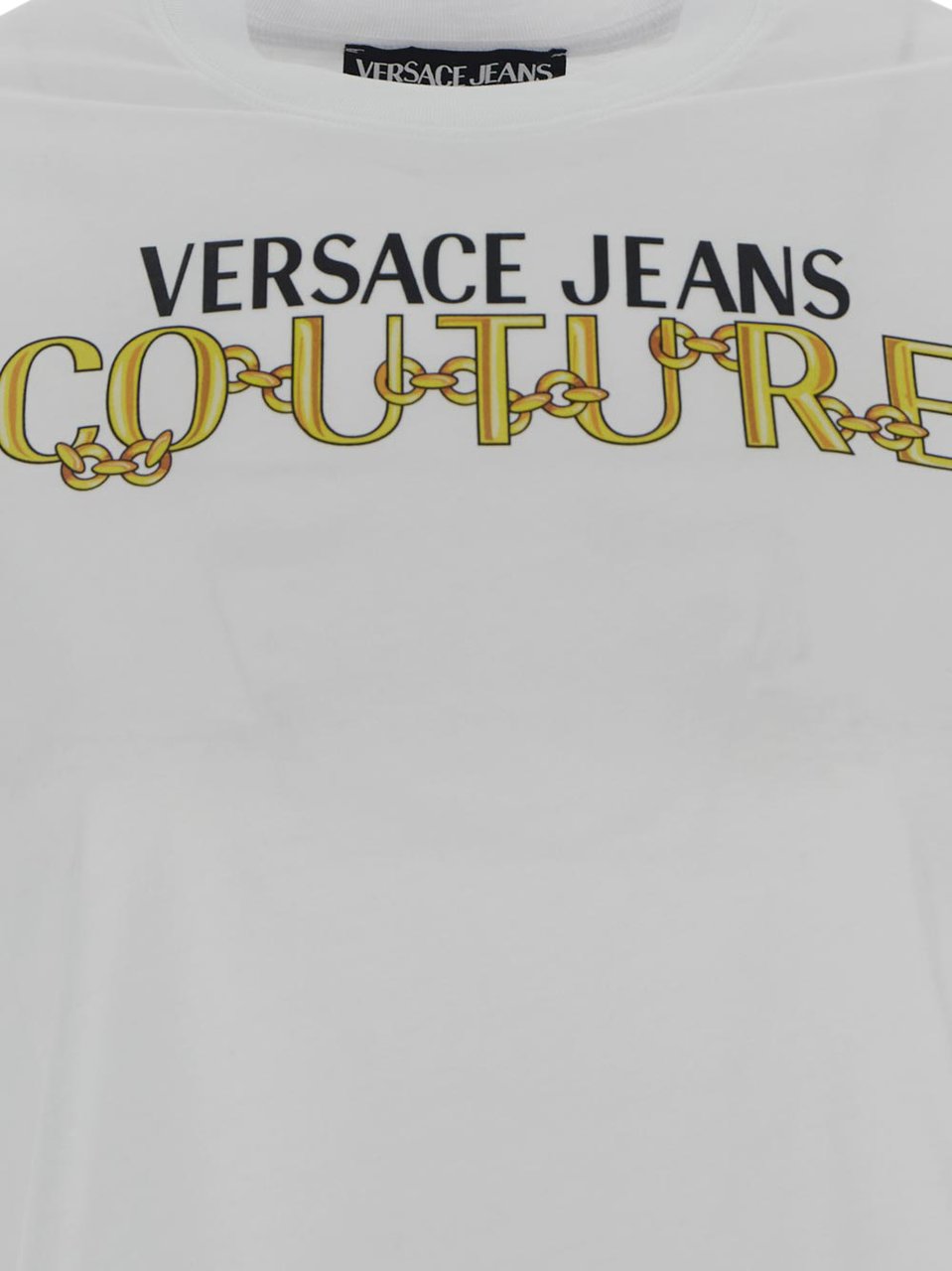 Versace Jeans Couture Chain Logo Print T-Shirt Wit