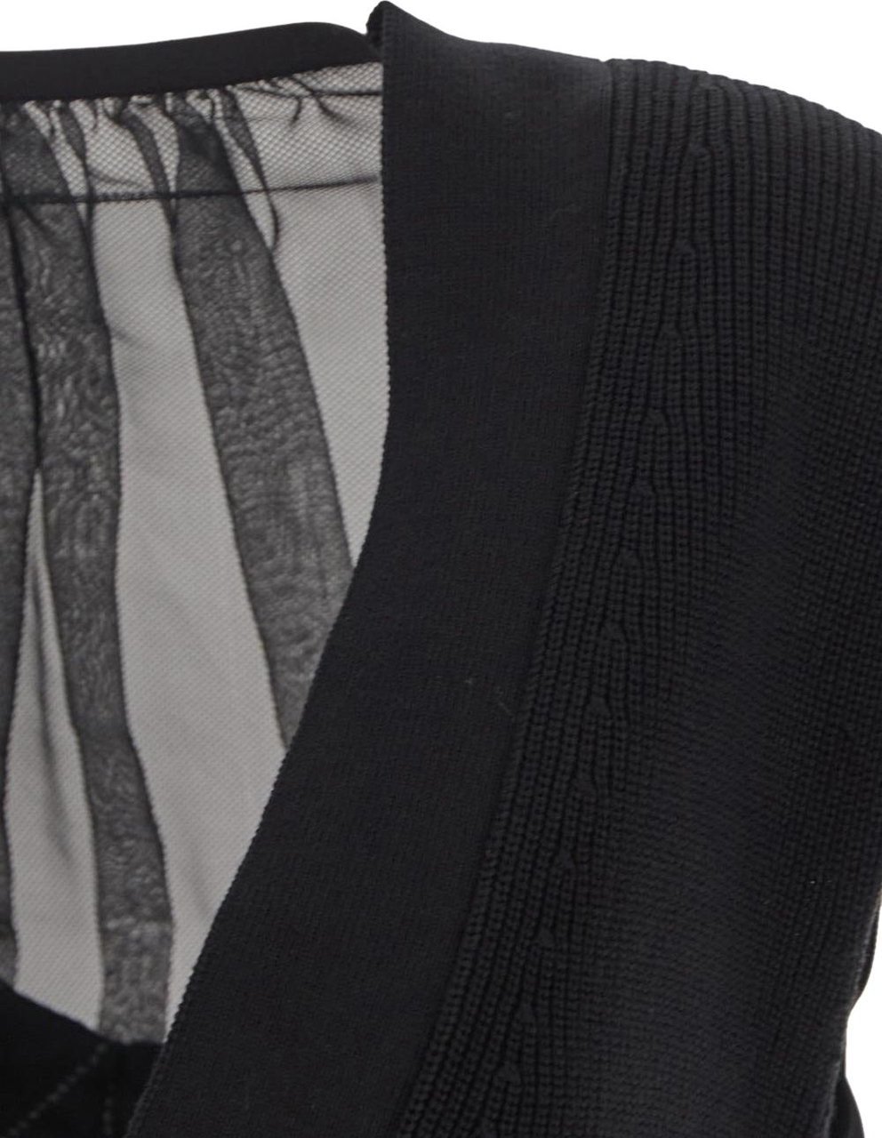Sacai Knit Panel Midi Dress Zwart