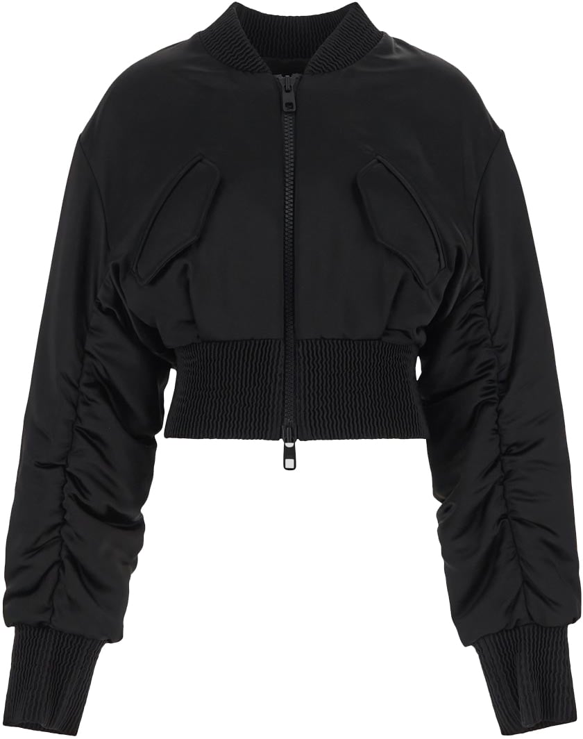 Dolce & Gabbana Short Duchesse Bomber Jacket Zwart