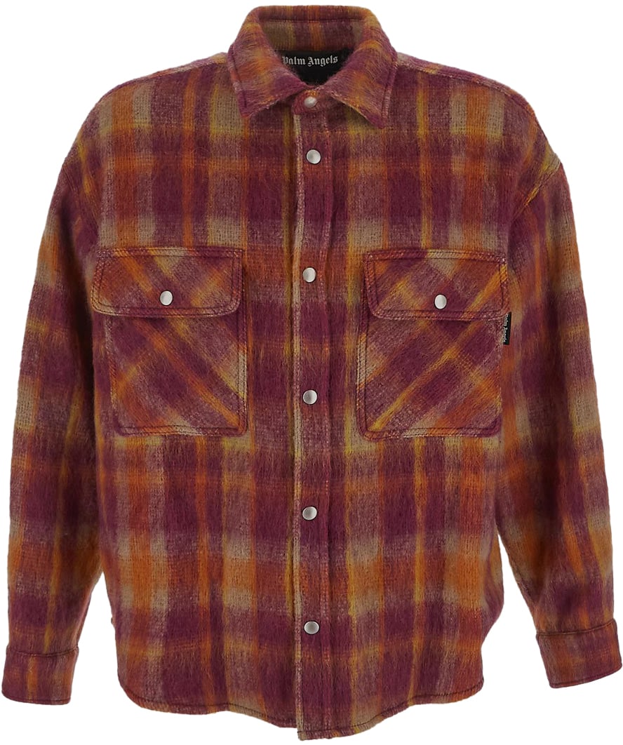 Palm Angels Brushed Wool Check Overshirt Divers