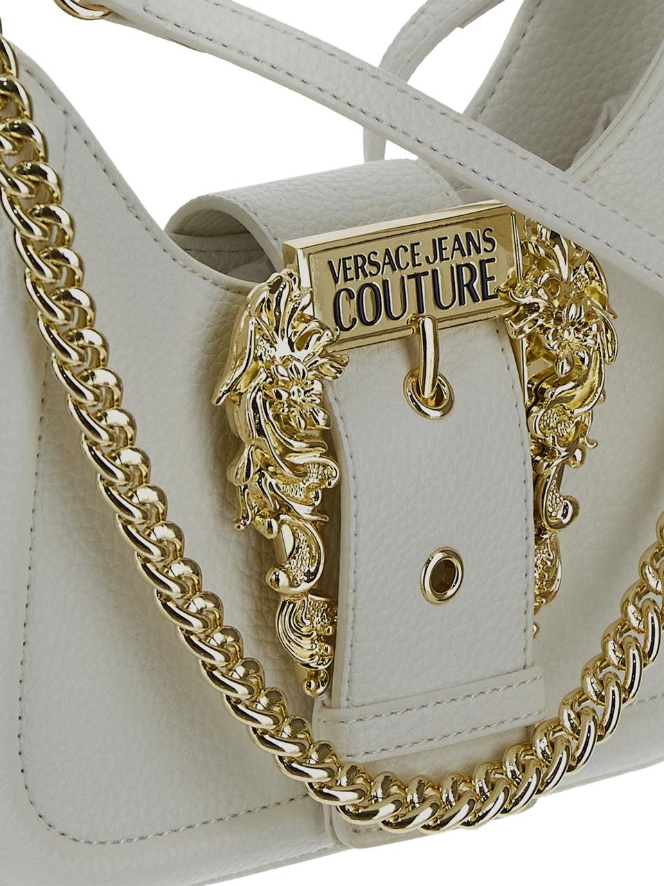 Versace Jeans Couture Baroque Buckle Shoulder Bag Wit