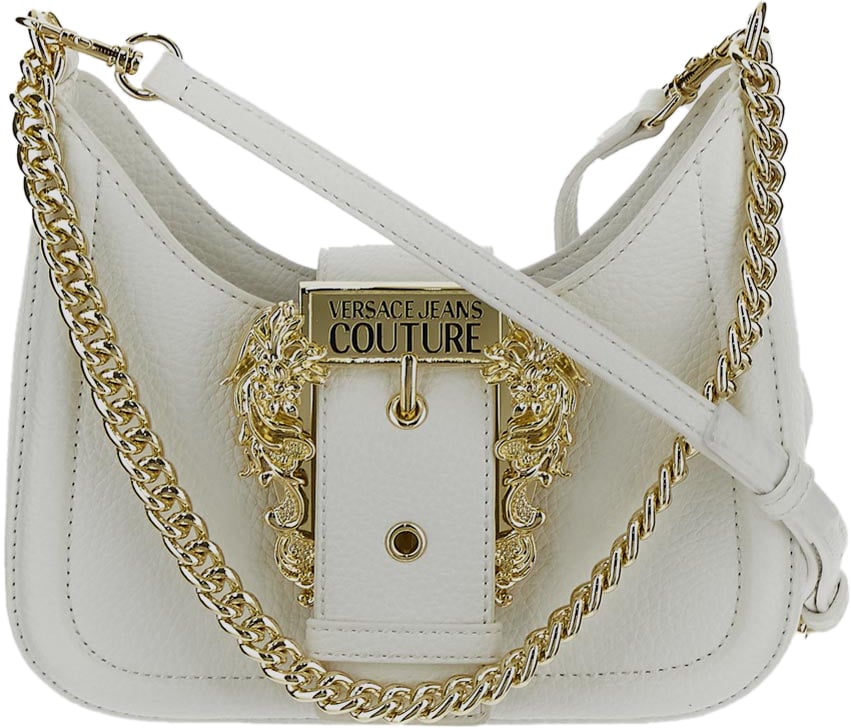 Versace Jeans Couture Baroque Buckle Shoulder Bag Wit