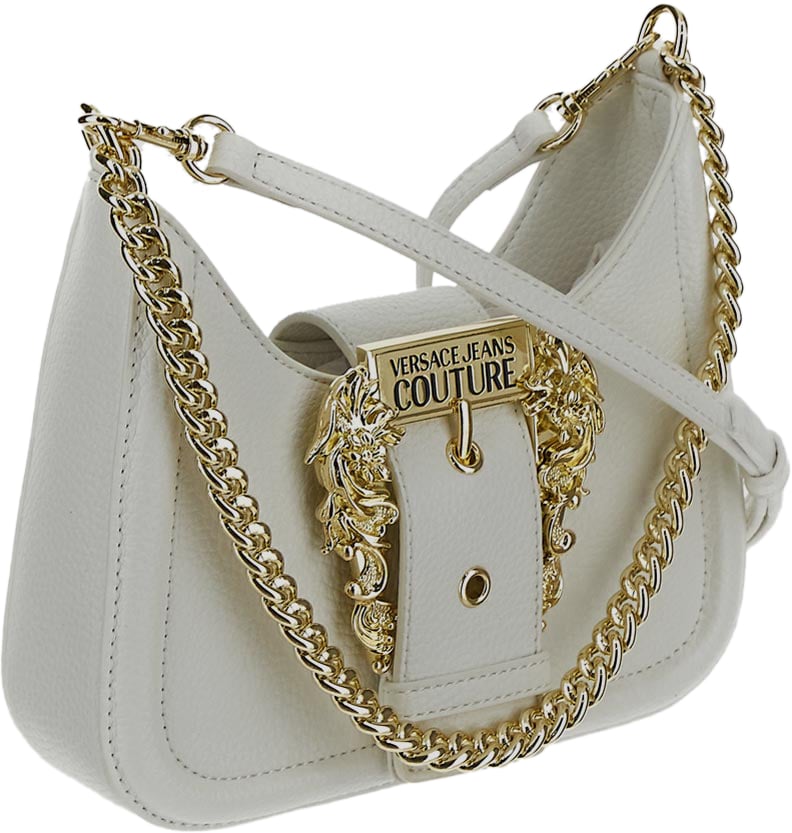 Versace Jeans Couture Baroque Buckle Shoulder Bag Wit
