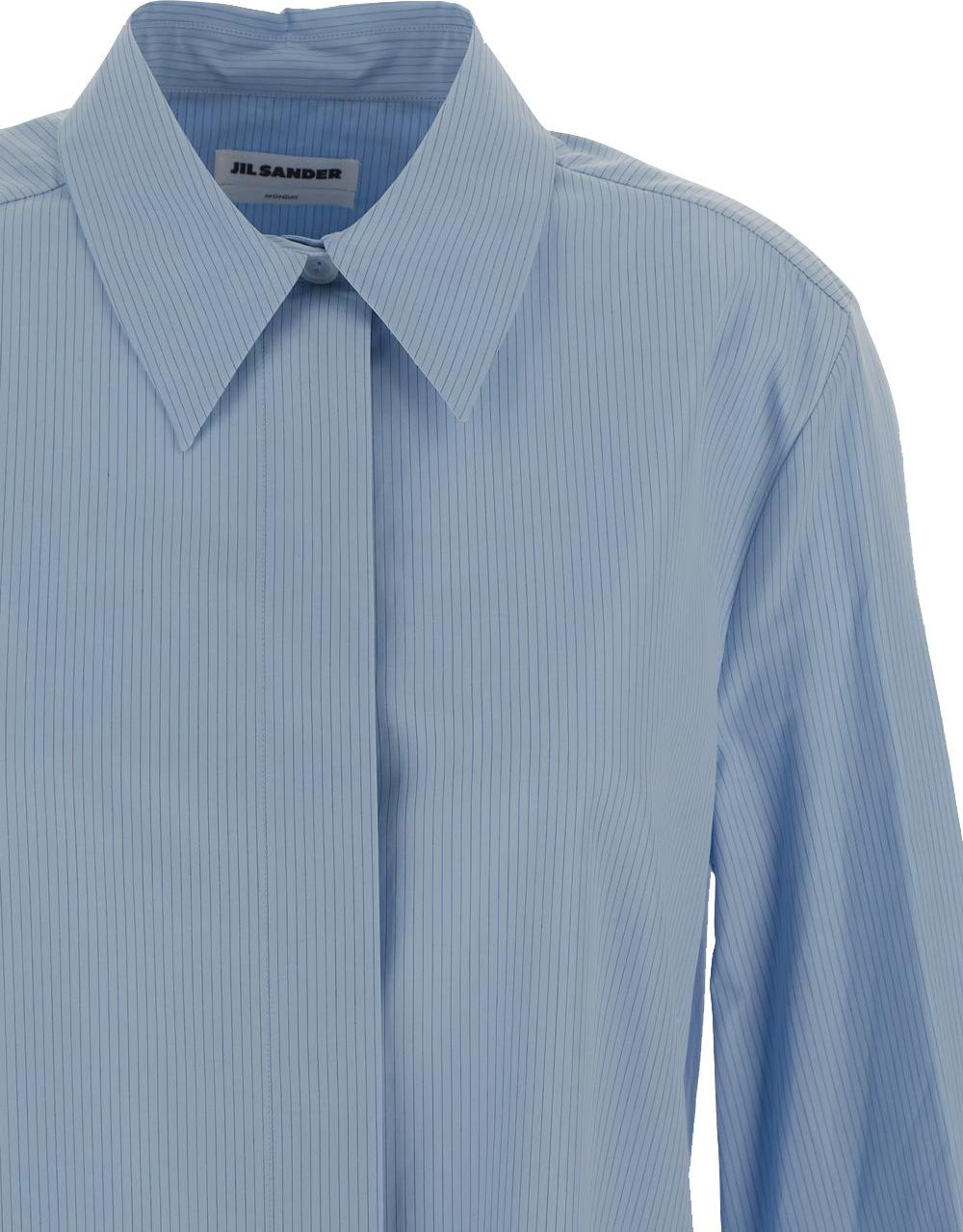 Jil Sander Hairline Stripe On Shirt Blauw