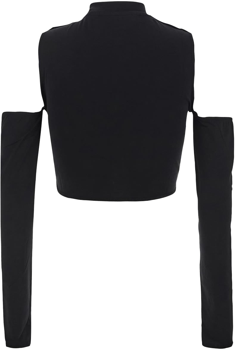 Palm Angels Logo Cutout Mock Neck Top Zwart